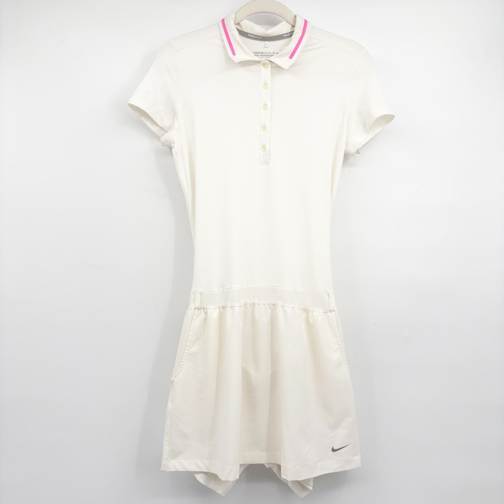Nike Womens White Dri-FIT Tour Performance Golf Pickleball Polo Dress Size S